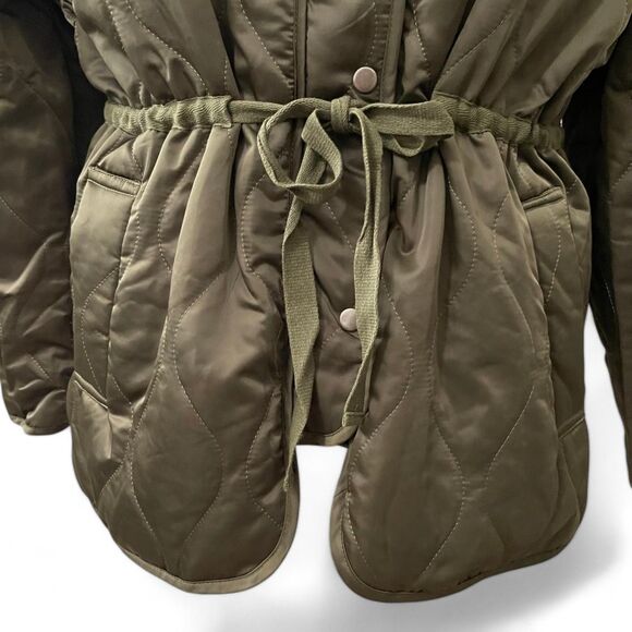 OAT New York Olive Green Quilted Satin Jacket, NWT! Size XL - Picture 6 of 11